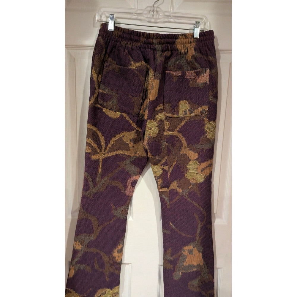 6THNBRHD Tapestry Floral Pants Small Purple Gold Woven Drawstring Streetwear - Picture 2 of 7